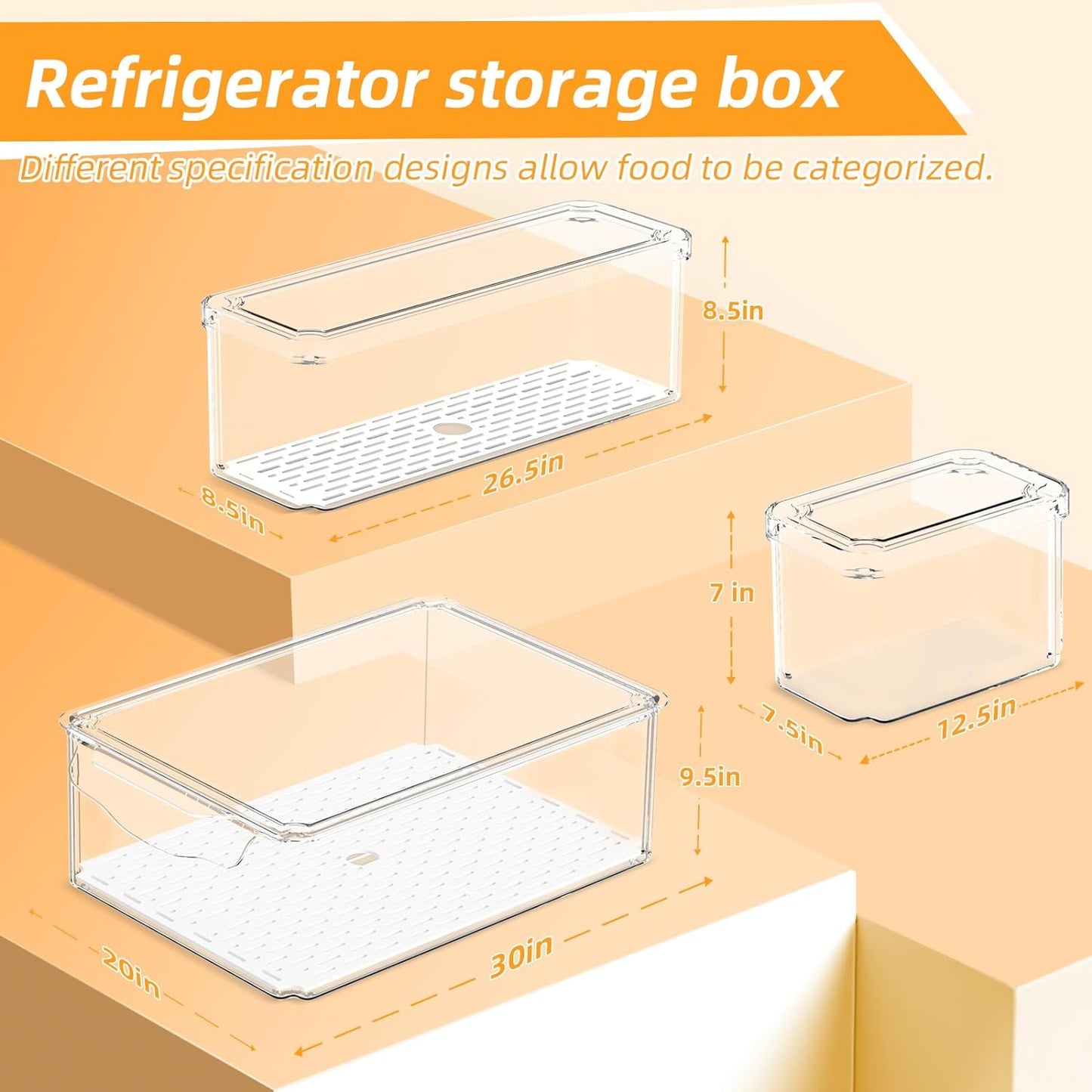 12 Pack Fridge Organizer, Refrigerator Organizer Bins with Lids, Clear Stackable BPA-Free Produce Fruit Storage Containers (115Z-01)