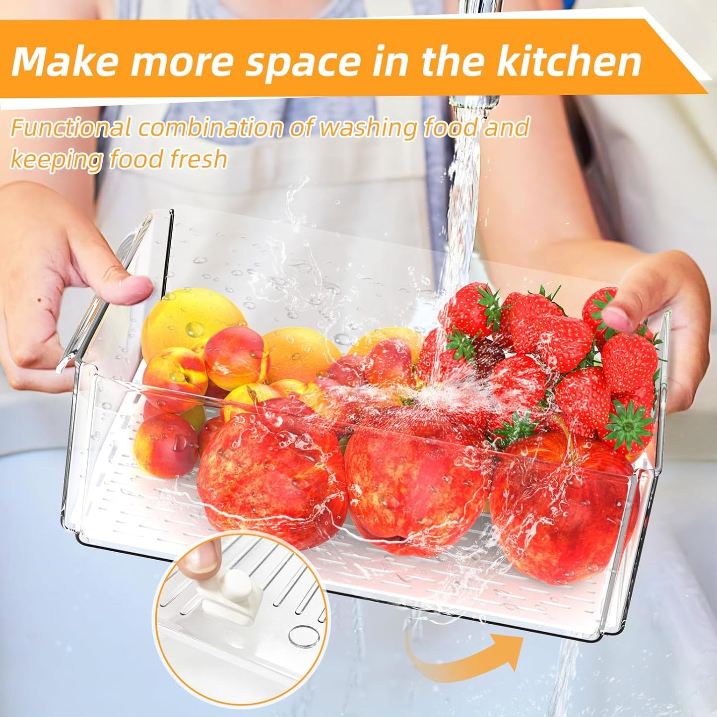12 Pack Fridge Organizer, Refrigerator Organizer Bins with Lids, Clear Stackable BPA-Free Produce Fruit Storage Containers (115Z-01)