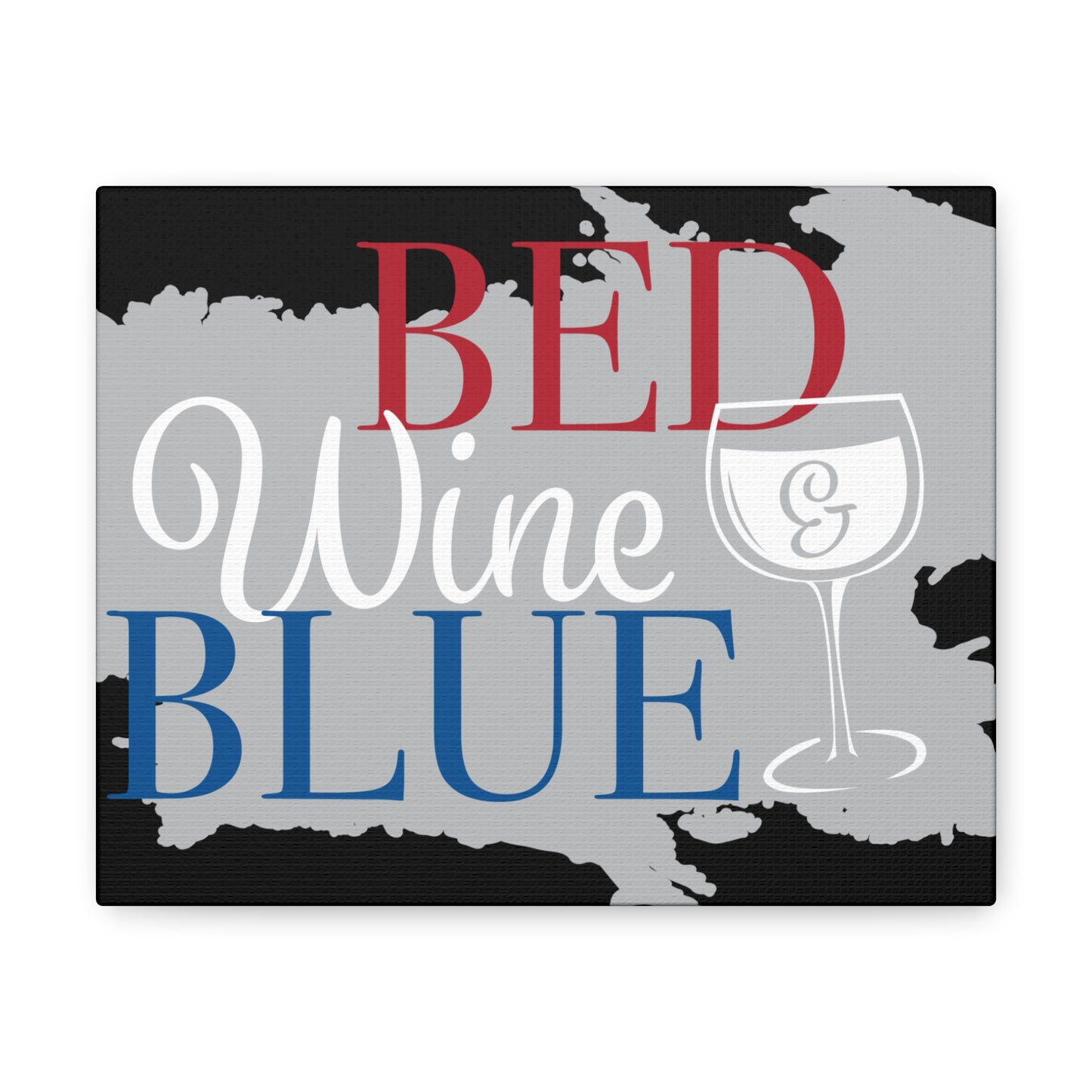 Bed ,Wine , And Blue canvas art piece for living and office space