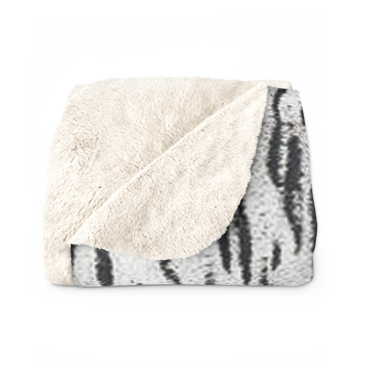 Sherpa Fleece Blanket With Arctic Tiger Print for a beautiful Astetic for your home or office