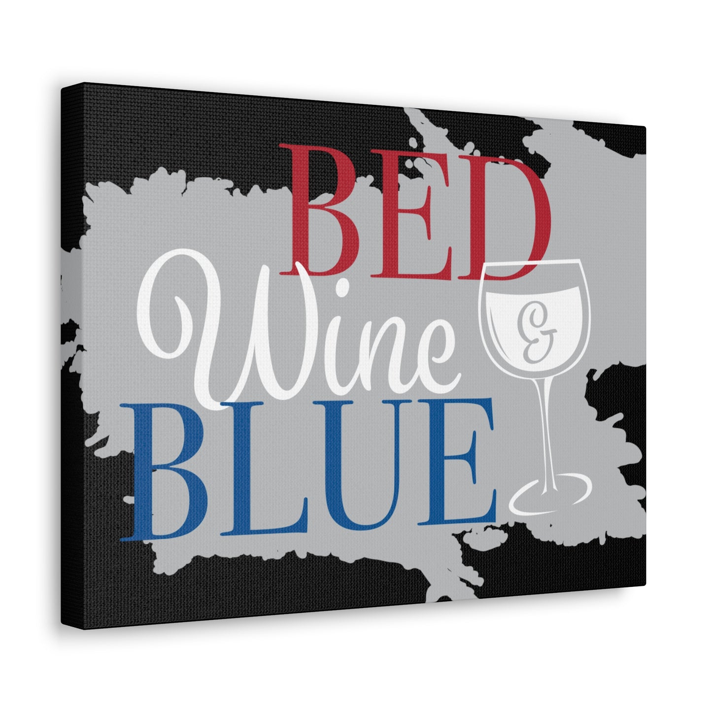 Bed ,Wine , And Blue canvas art piece for living and office space