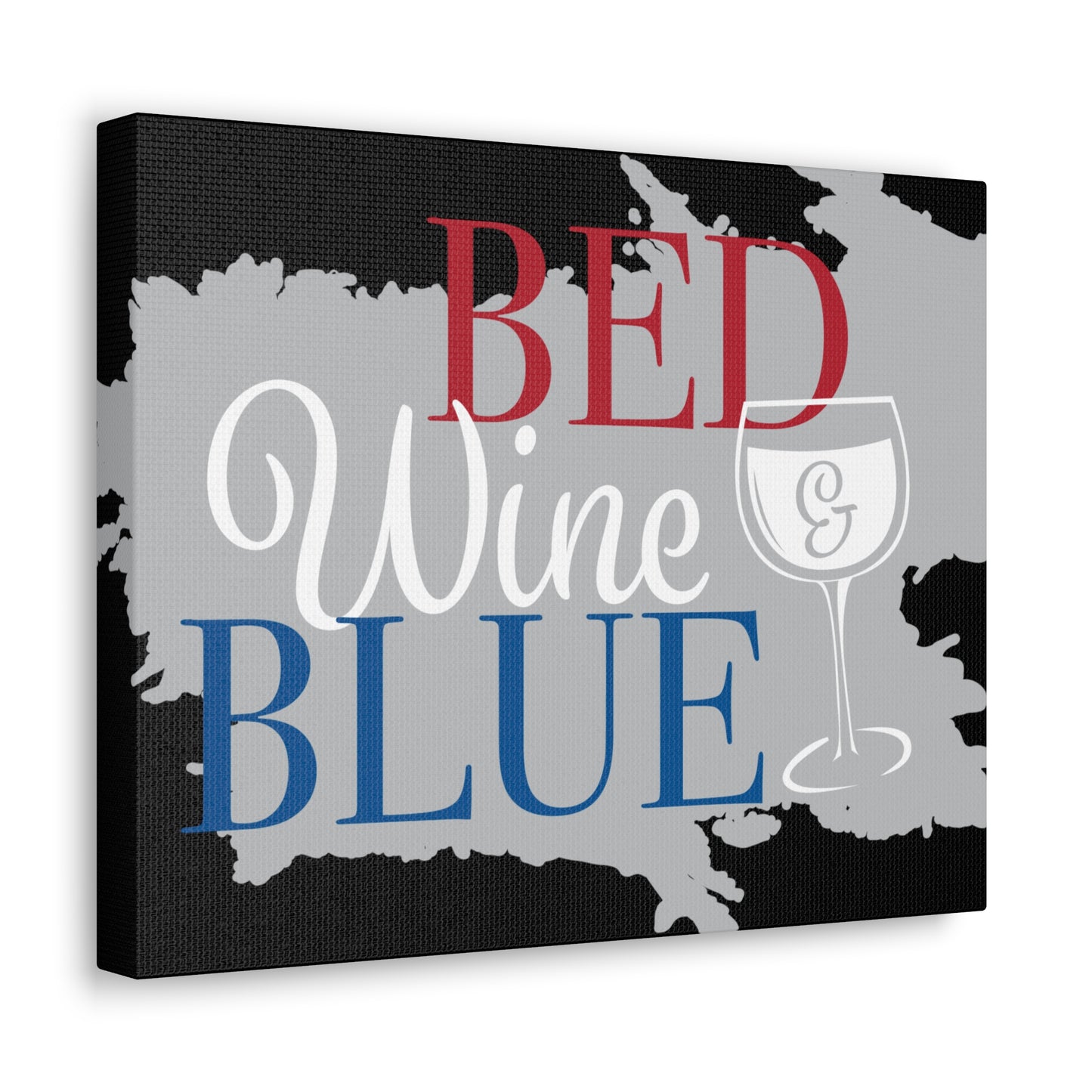 Bed ,Wine , And Blue canvas art piece for living and office space