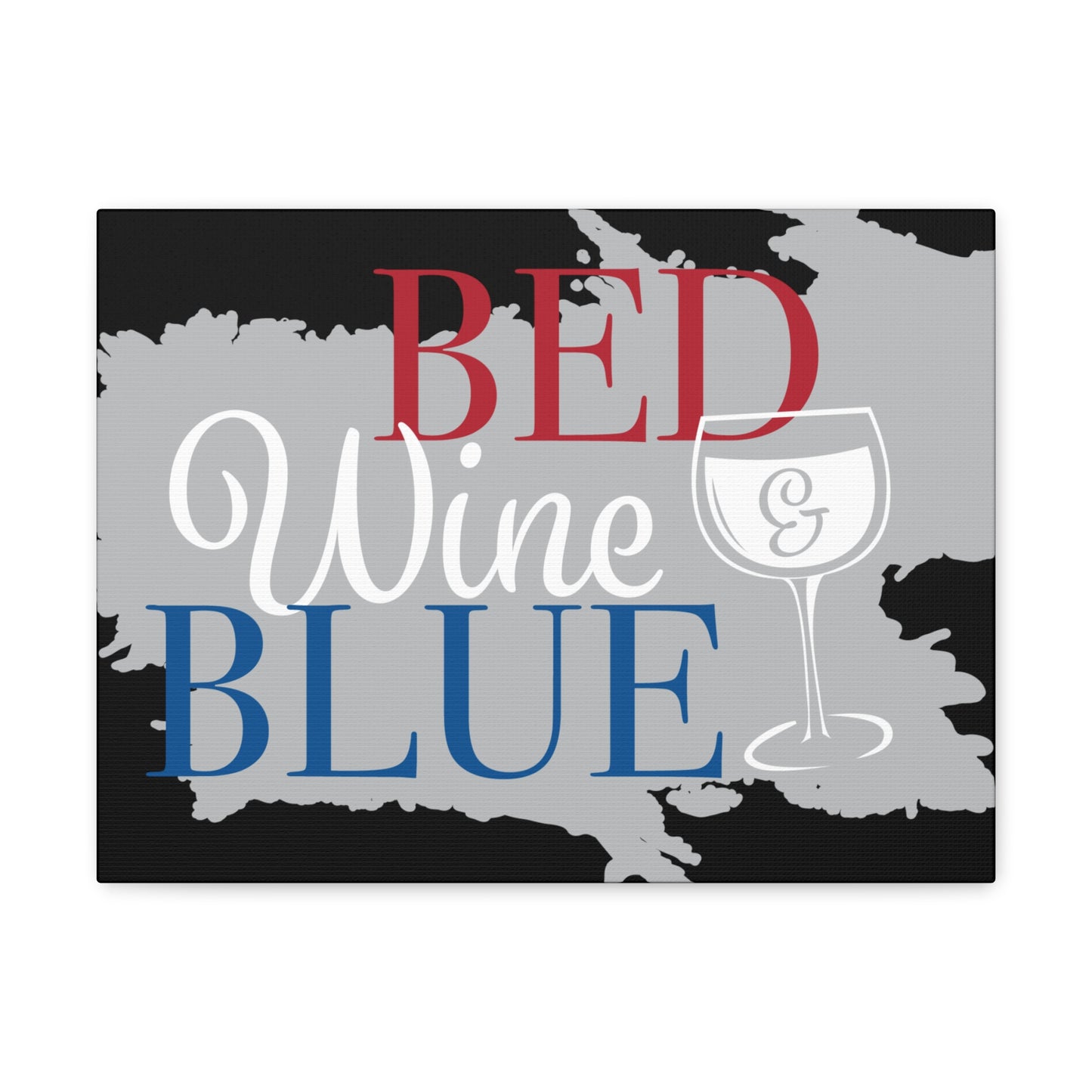 Bed ,Wine , And Blue canvas art piece for living and office space