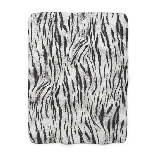 Sherpa Fleece Blanket With Arctic Tiger Print for a beautiful Astetic for your home or office