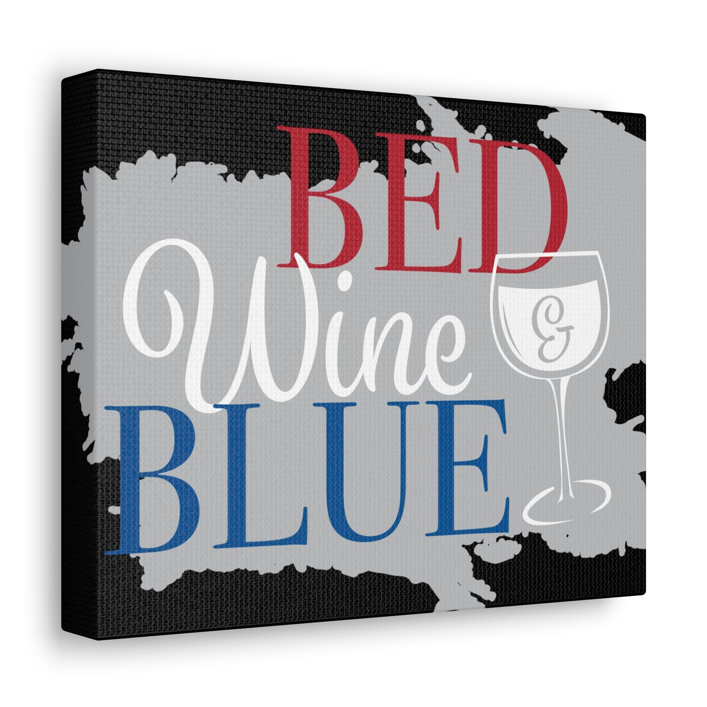 Bed ,Wine , And Blue canvas art piece for living and office space