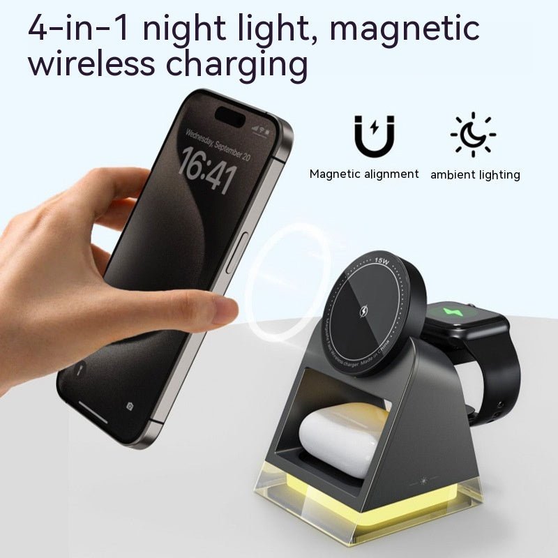 Three-in-one Magnetic Wireless Charger Small Night Lamp