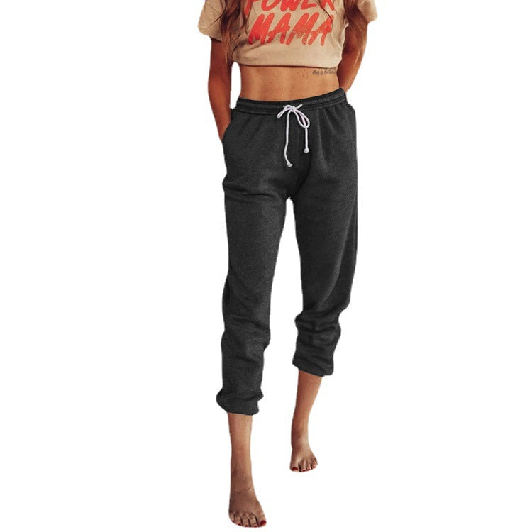 Women's Loose High Waist Tie Cropped Leggings