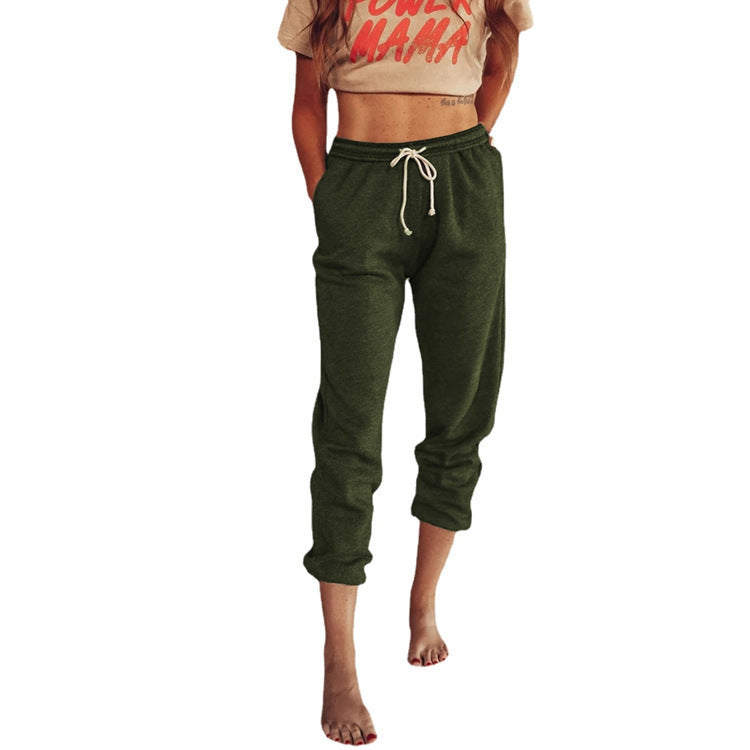 Women's Loose High Waist Tie Cropped Leggings