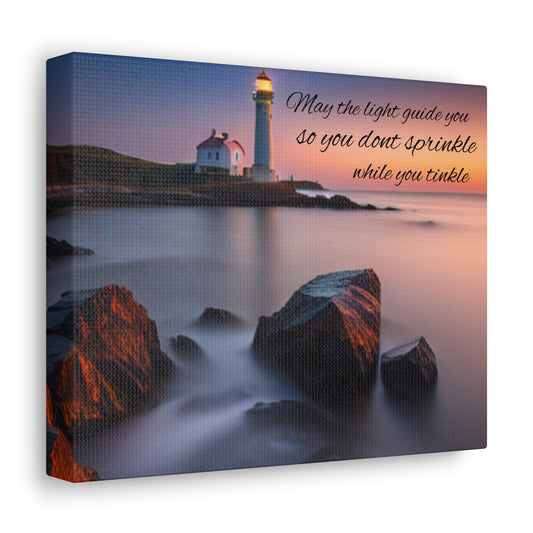 Beautiful Lighthouse with corny quote for bathroom