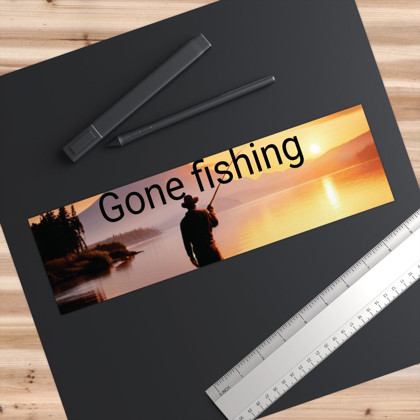 Beautiful Scenery Gone Fishing Bumper Sticker