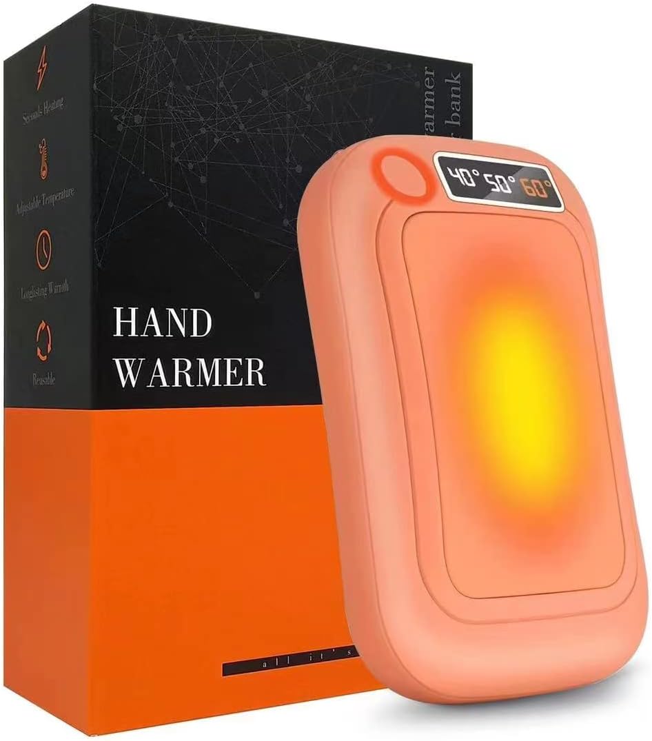 Hand Warmers Rechargeable, 10000mAh Reusable Hand Warmer, Electric Portable Pocket Warmer/Power Bank, USB Double-Sided Heating Warmer for Ski, Hunting, Golf../ Winter Gifts for Women Men