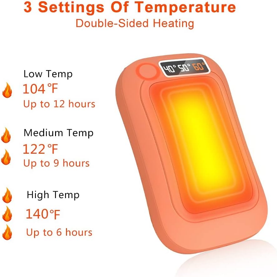 Hand Warmers Rechargeable, 10000mAh Reusable Hand Warmer, Electric Portable Pocket Warmer/Power Bank, USB Double-Sided Heating Warmer for Ski, Hunting, Golf../ Winter Gifts for Women Men