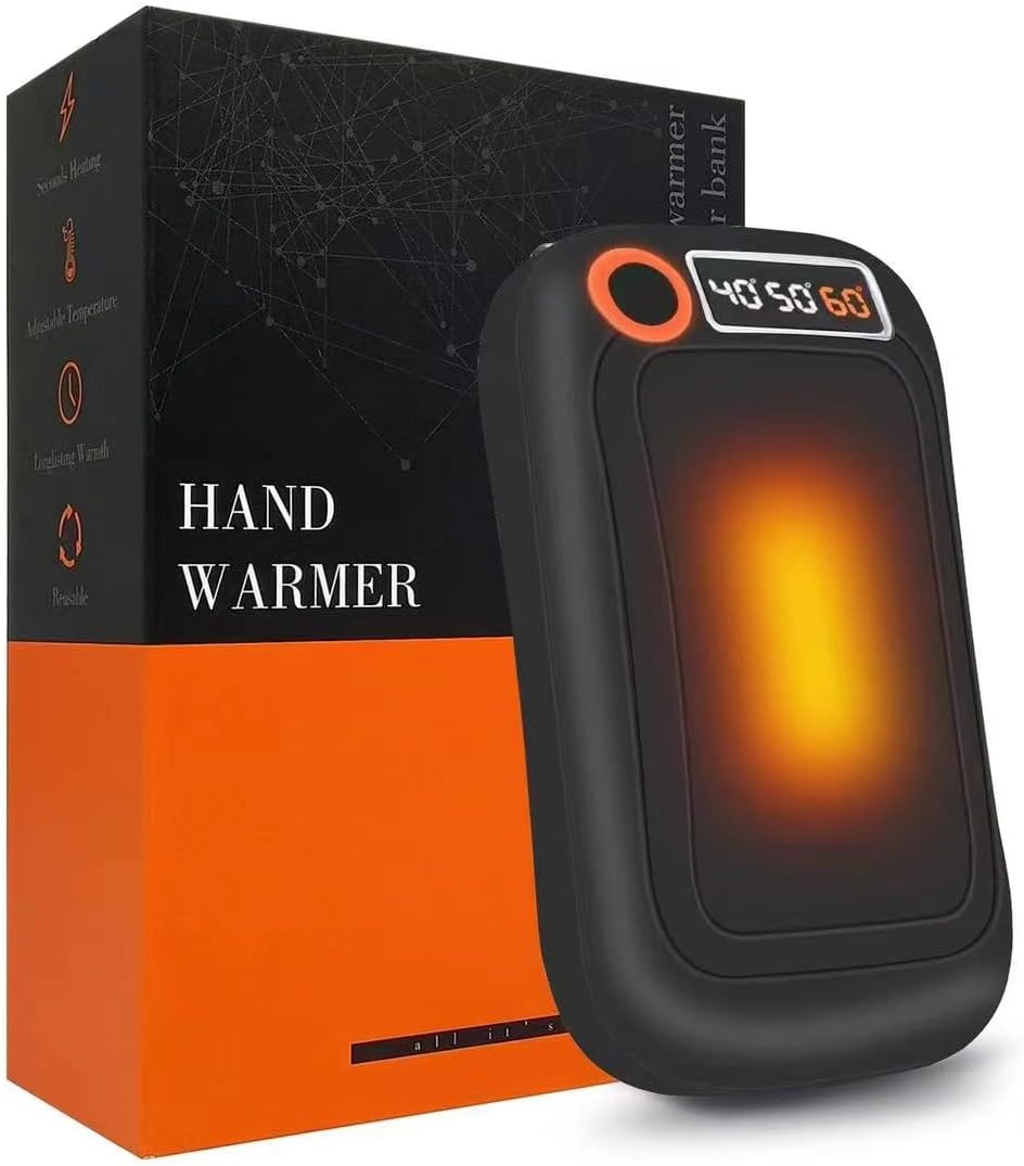 Hand Warmers Rechargeable, 10000mAh Reusable Hand Warmer, Electric Portable Pocket Warmer/Power Bank, USB Double-Sided Heating Warmer for Ski, Hunting, Golf../ Winter Gifts for Women Men