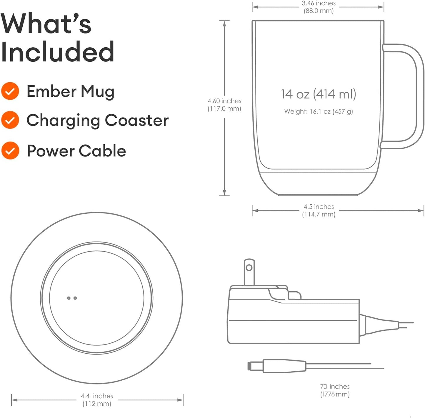 Ember Temperature Control Smart Mug 2, 10 Oz, App-Controlled Heated Coffee Mug with 80 Min Battery Life and Improved Design, Rose Gold