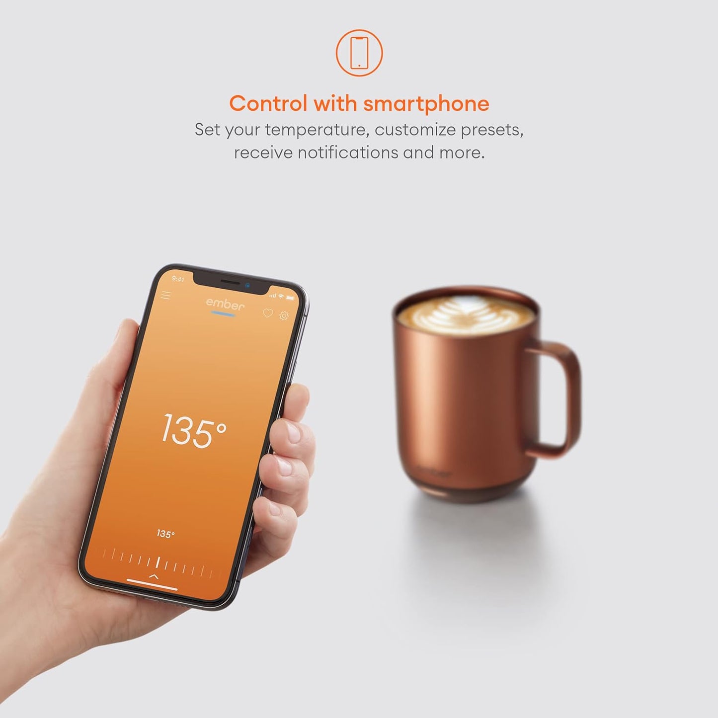 Ember Temperature Control Smart Mug 2, 10 Oz, App-Controlled Heated Coffee Mug with 80 Min Battery Life and Improved Design, Rose Gold