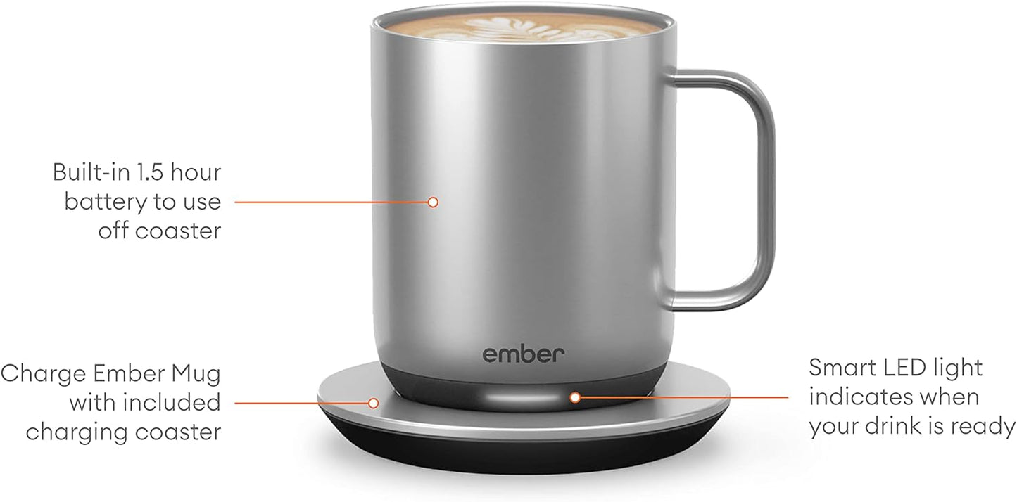 Ember Temperature Control Smart Mug 2, 10 Oz, App-Controlled Heated Coffee Mug with 80 Min Battery Life and Improved Design, Rose Gold