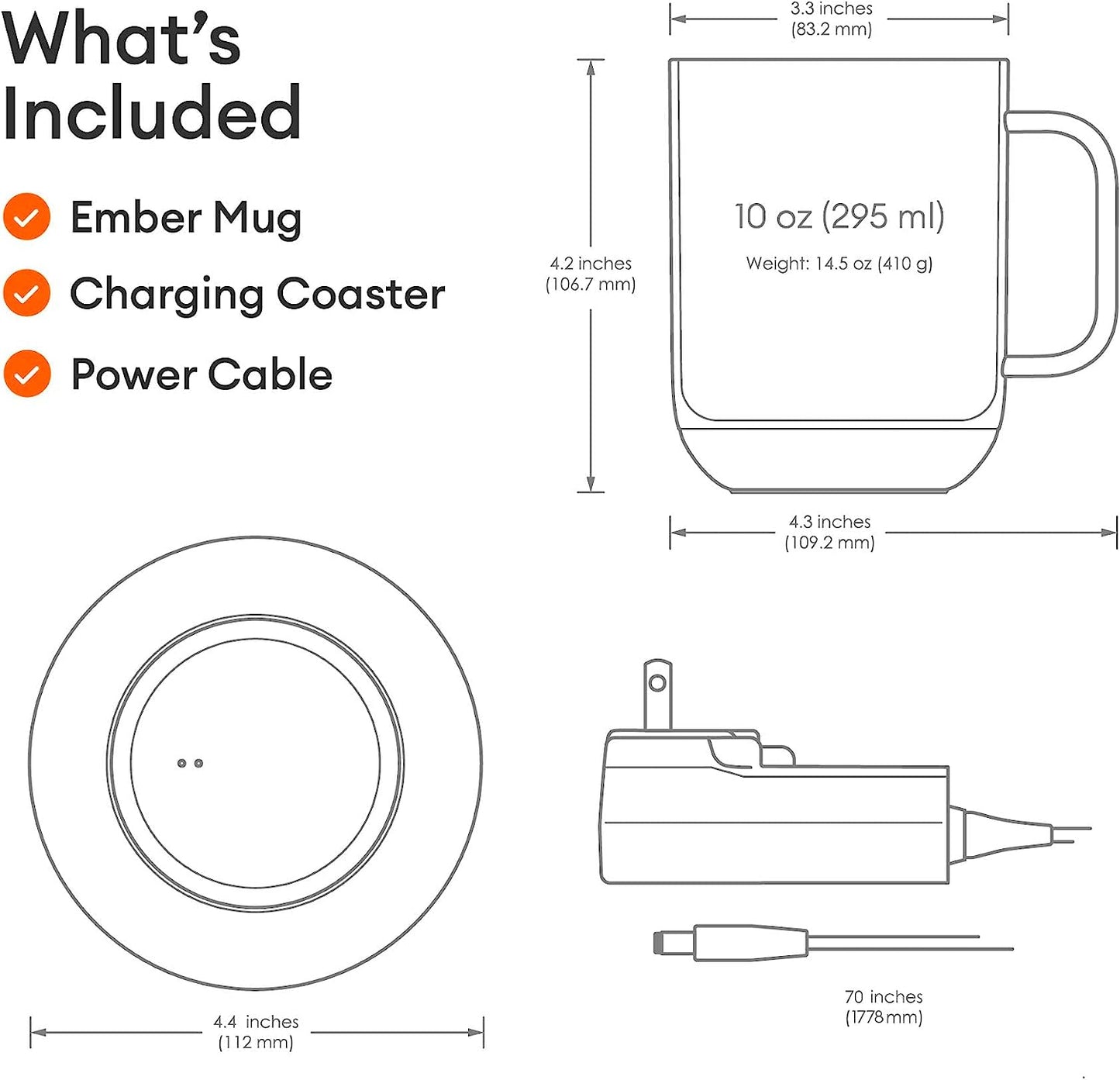 Ember Temperature Control Smart Mug 2, 10 Oz, App-Controlled Heated Coffee Mug with 80 Min Battery Life and Improved Design, Rose Gold