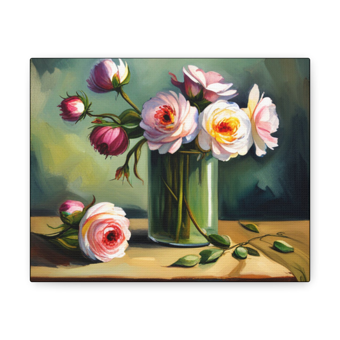 Uplifting canvas art of roses for living room , kitchen , or office