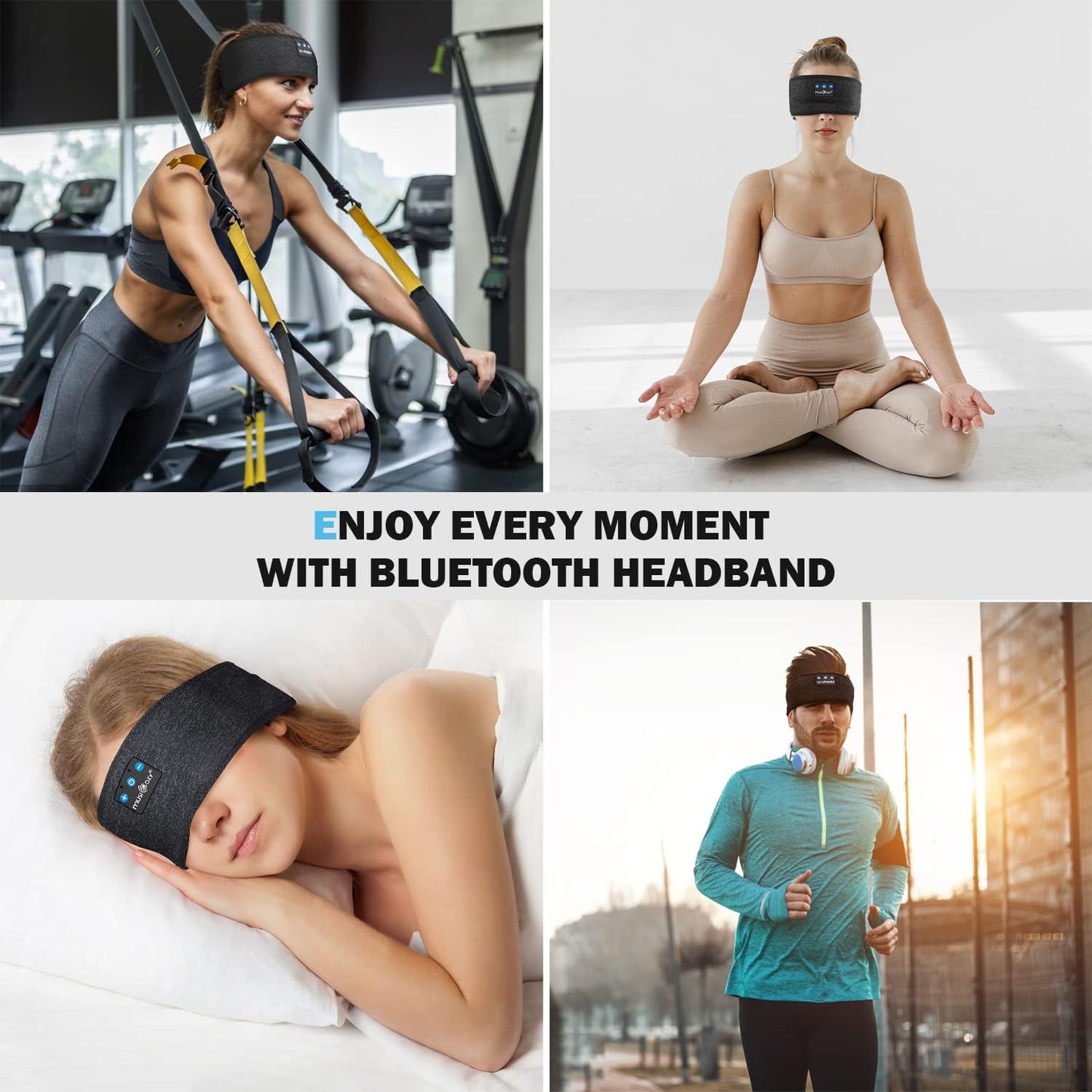 MUSICOZY Sleep Headphones Wireless Bluetooth 5.2 Headband, Music Sports Sleeping Headband Headphones Earbuds Earphones for Women Girls Mom Workout Running Jogging Yoga Cool Gadgets Unique Gifts