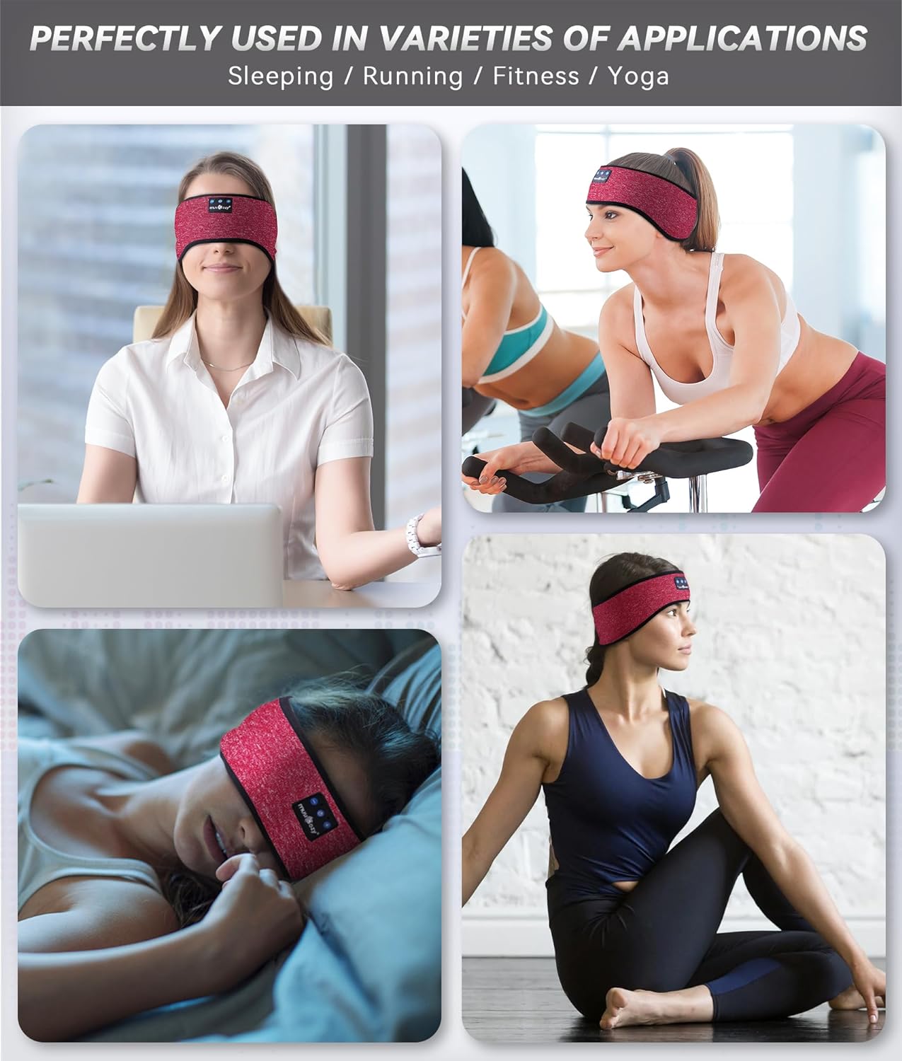 MUSICOZY Sleep Headphones Wireless Bluetooth 5.2 Headband, Music Sports Sleeping Headband Headphones Earbuds Earphones for Women Girls Mom Workout Running Jogging Yoga Cool Gadgets Unique Gifts