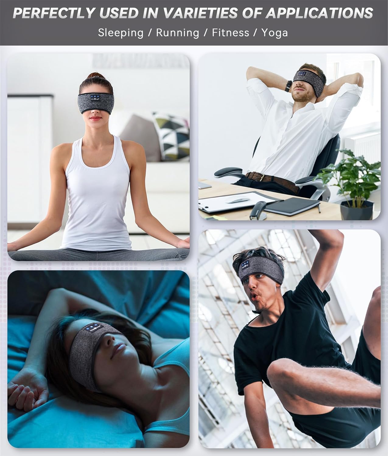 MUSICOZY Sleep Headphones Wireless Bluetooth 5.2 Headband, Music Sports Sleeping Headband Headphones Earbuds Earphones for Women Girls Mom Workout Running Jogging Yoga Cool Gadgets Unique Gifts