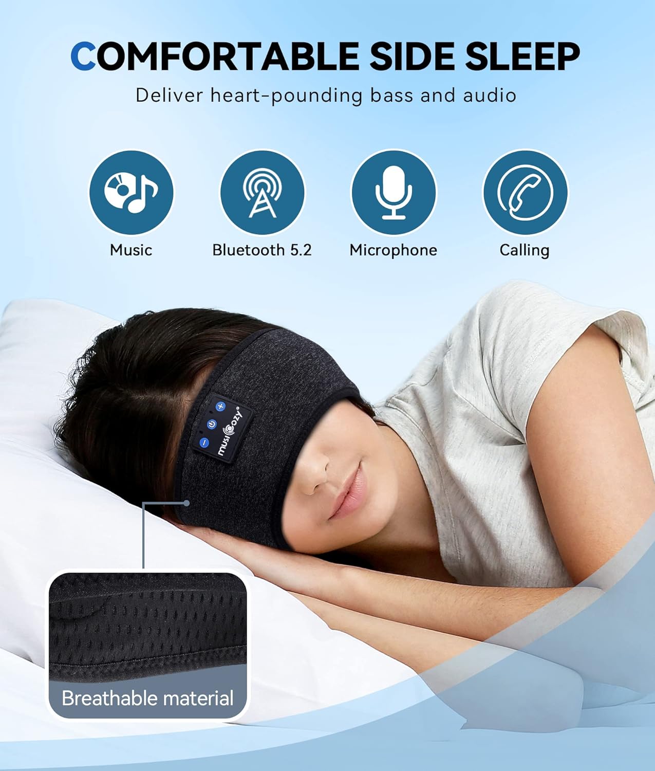 MUSICOZY Sleep Headphones Wireless Bluetooth 5.2 Headband, Music Sports Sleeping Headband Headphones Earbuds Earphones for Women Girls Mom Workout Running Jogging Yoga Cool Gadgets Unique Gifts