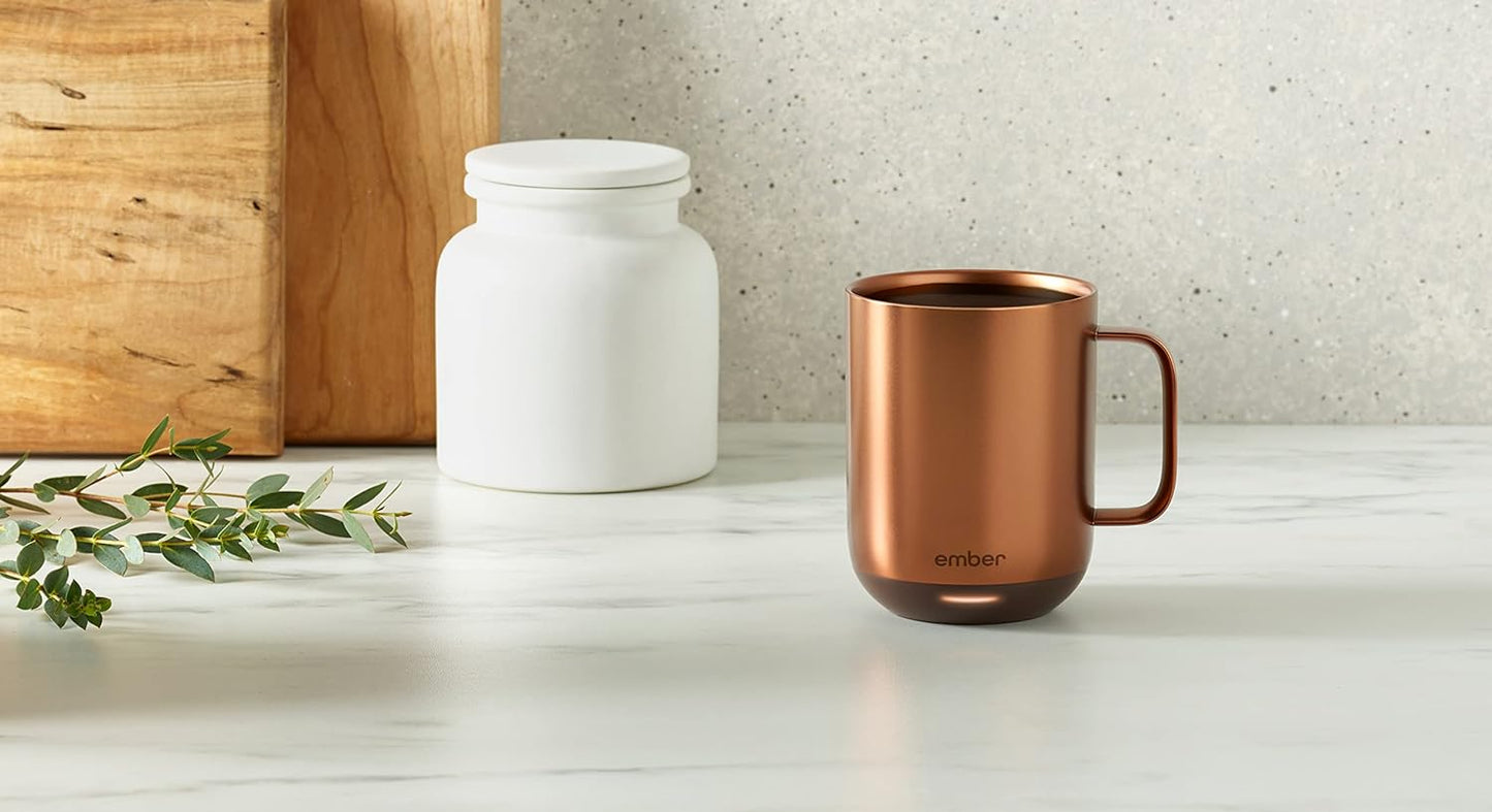 Ember Temperature Control Smart Mug 2, 10 Oz, App-Controlled Heated Coffee Mug with 80 Min Battery Life and Improved Design, Rose Gold