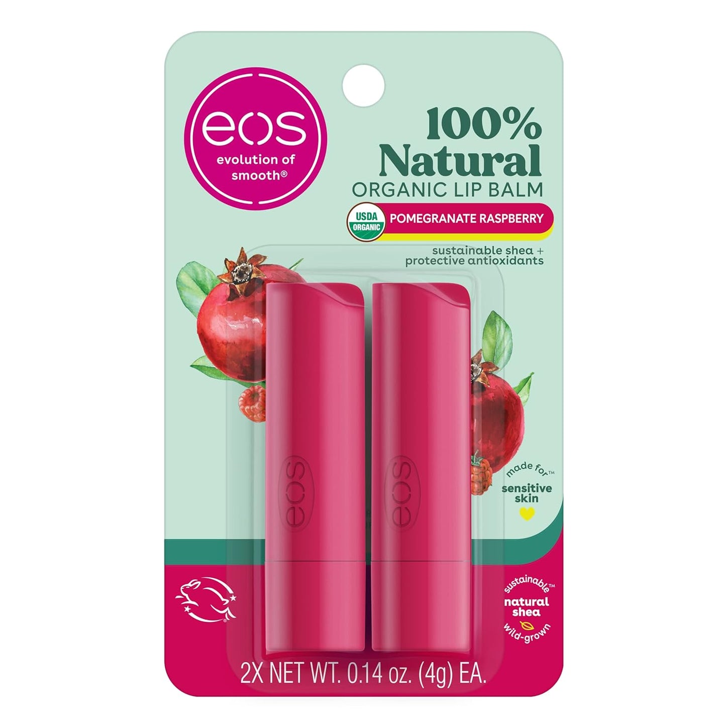 eos 100% Natural & Organic Lip Balm Trio- Vanilla Bean, Sweet Mint, & Strawberry Sorbet, Made for Sensitive Skin, Lip Care Products, 0.14 oz, 3-Pack