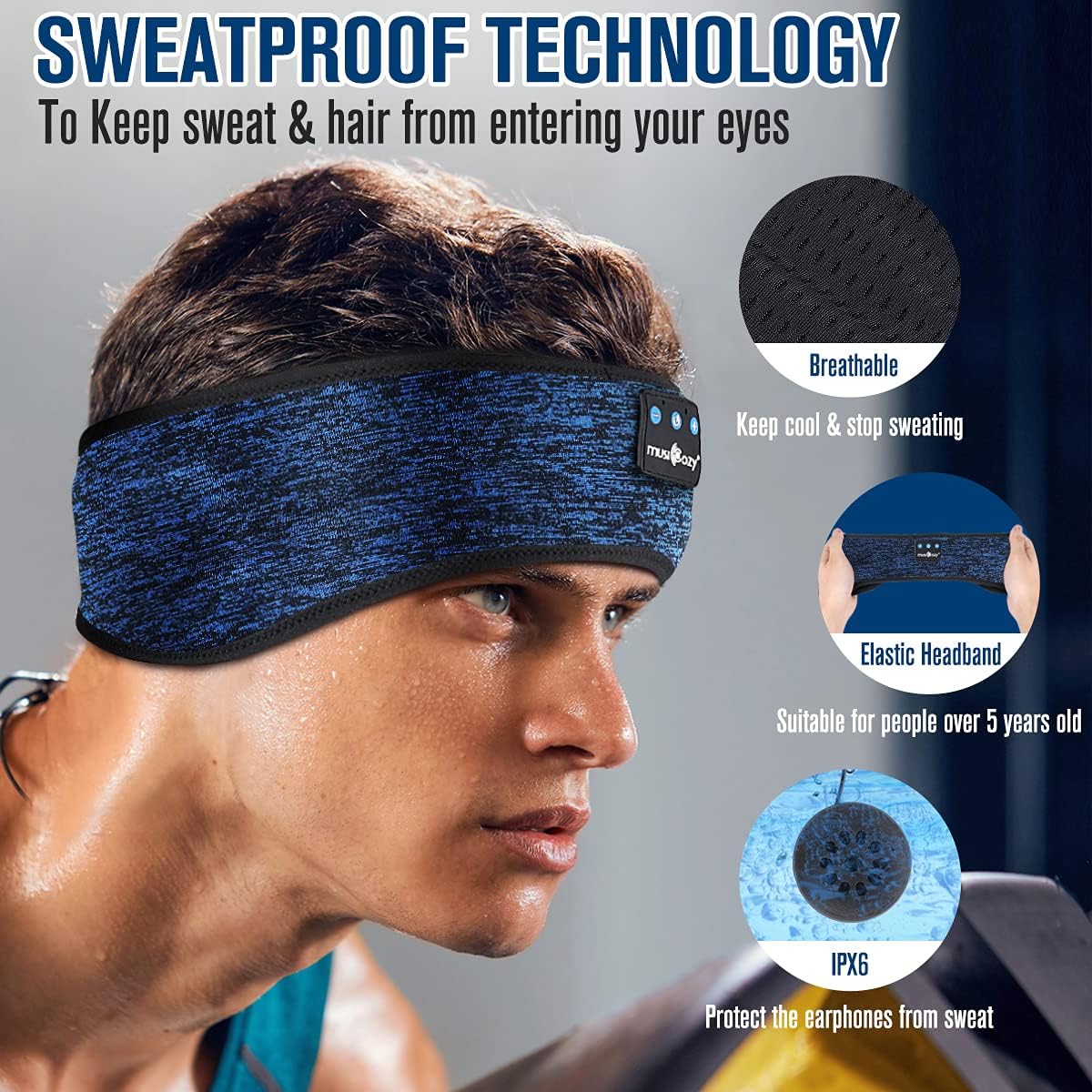 MUSICOZY Sleep Headphones Wireless Bluetooth 5.2 Headband, Music Sports Sleeping Headband Headphones Earbuds Earphones for Women Girls Mom Workout Running Jogging Yoga Cool Gadgets Unique Gifts