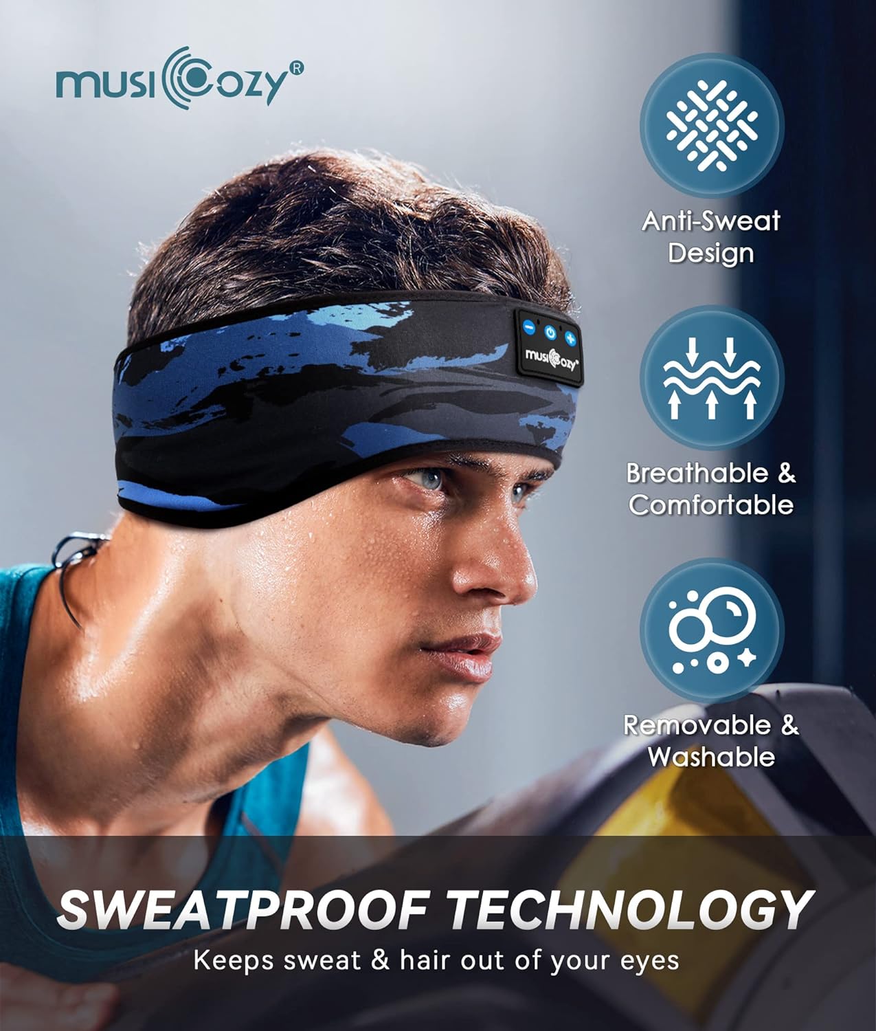 MUSICOZY Sleep Headphones Wireless Bluetooth 5.2 Headband, Music Sports Sleeping Headband Headphones Earbuds Earphones for Women Girls Mom Workout Running Jogging Yoga Cool Gadgets Unique Gifts