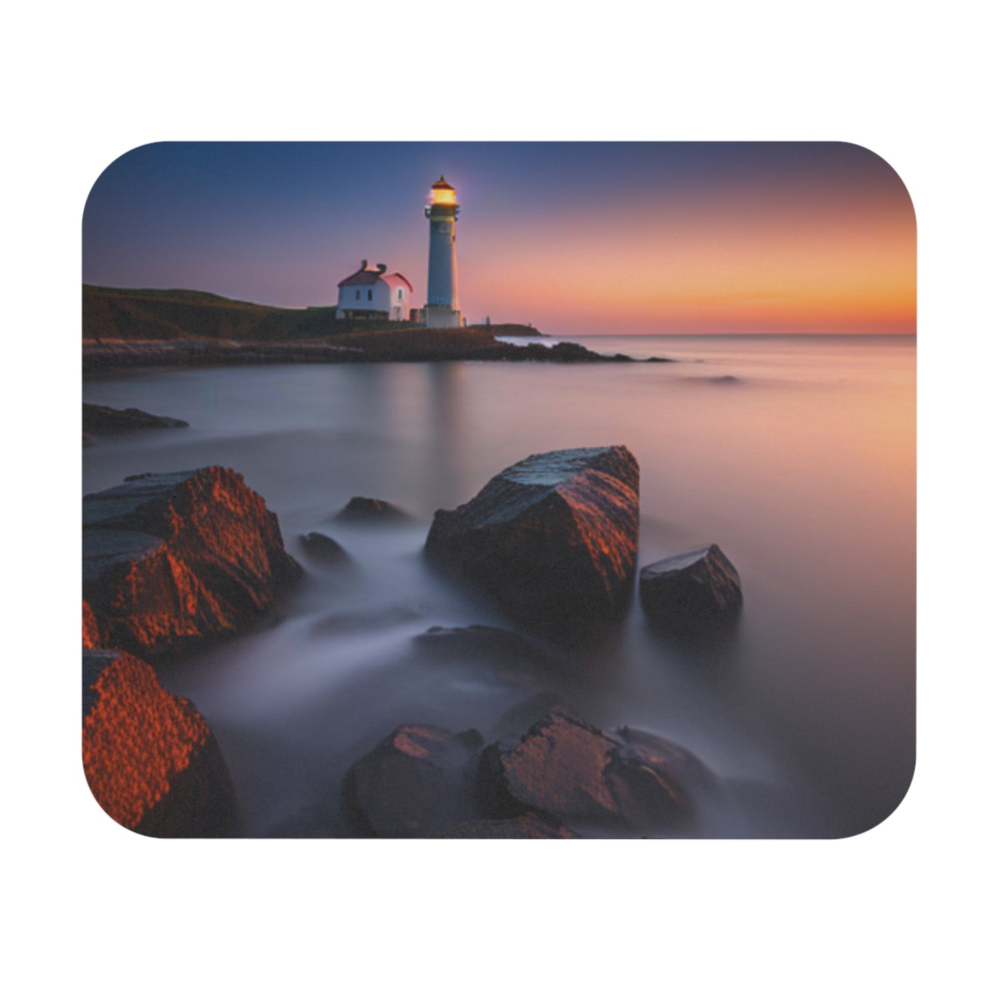 Lighthouse bathing in the sun mouse pad