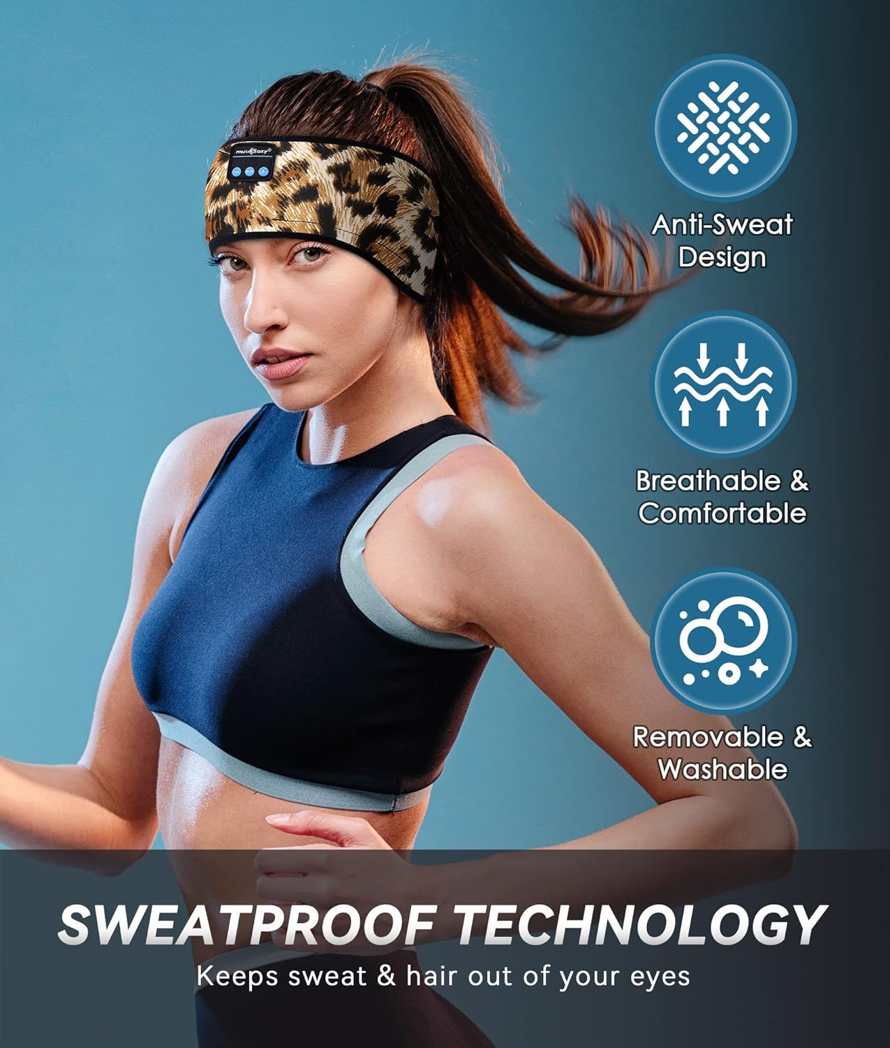 MUSICOZY Sleep Headphones Wireless Bluetooth 5.2 Headband, Music Sports Sleeping Headband Headphones Earbuds Earphones for Women Girls Mom Workout Running Jogging Yoga Cool Gadgets Unique Gifts