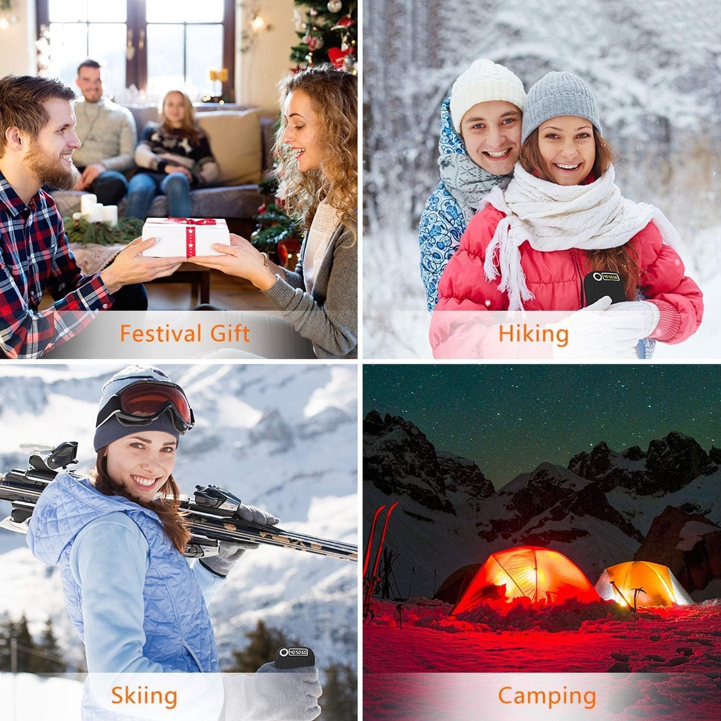 Hand Warmers Rechargeable, 10000mAh Reusable Hand Warmer, Electric Portable Pocket Warmer/Power Bank, USB Double-Sided Heating Warmer for Ski, Hunting, Golf../ Winter Gifts for Women Men