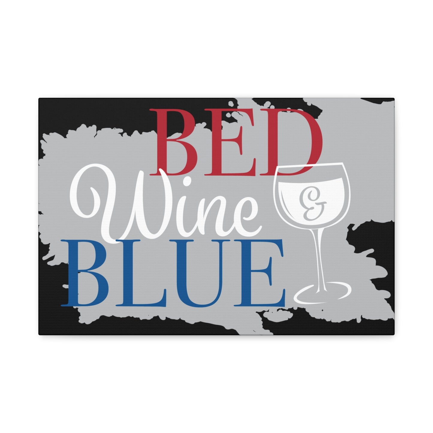 Bed ,Wine , And Blue canvas art piece for living and office space