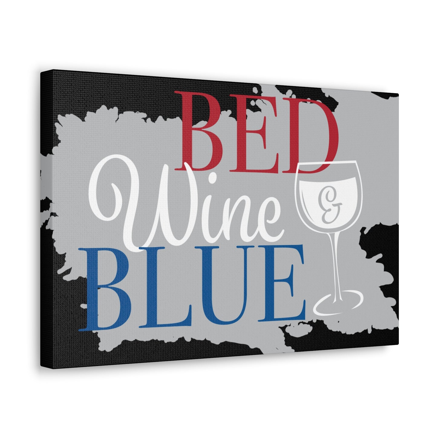 Bed ,Wine , And Blue canvas art piece for living and office space