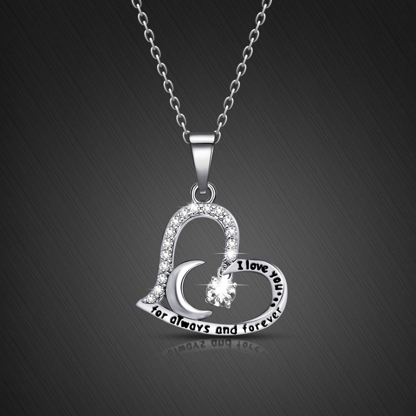 I Love You Always and Forever Pendant Birthstone Necklace Dancing Birthday Gift for Women Girl